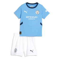 Kinderen Manchester City Voetbalshirt 2024-25 Thuistenue (+ Korte Broeke)